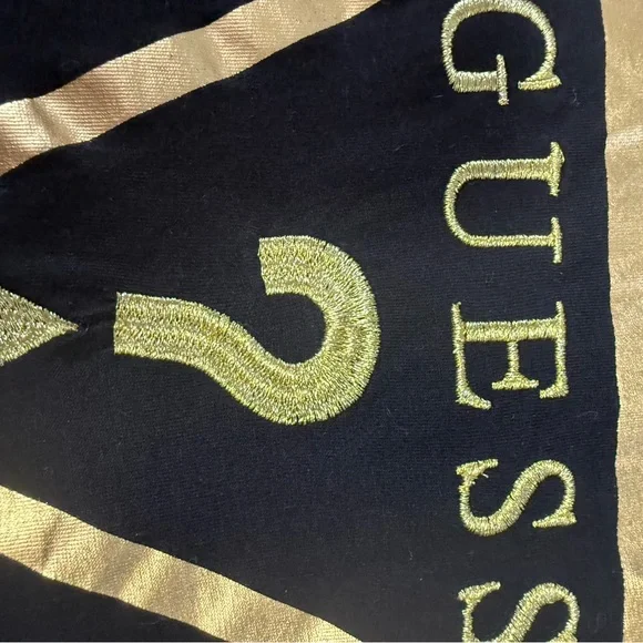 GUESS Men’s Black T-Shirt with Gold Embroidery Logo - Picture 3 of 4